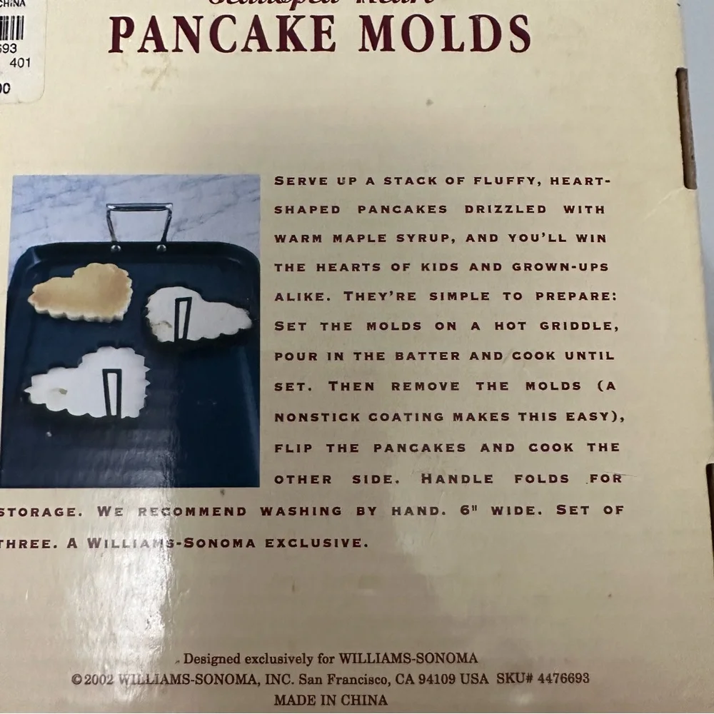 Williams Somoma Heart Pancake Molds 3 pieces